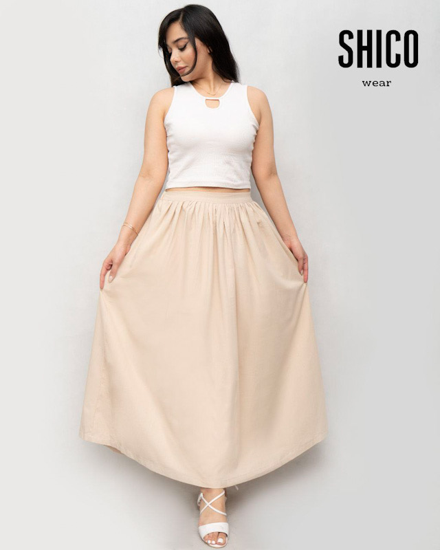 دامن پیلهدار زارا پارچه لنین زنانه