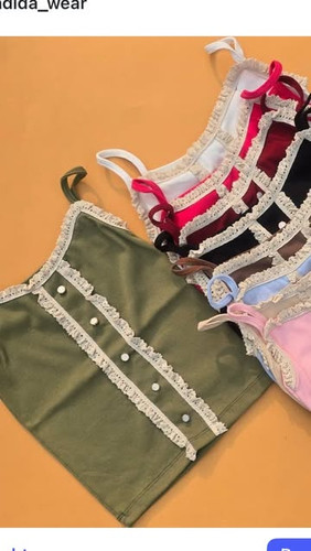 تاپ دکمهدار مکرومه عروسکی زنانه