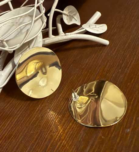 گوشواره استیل طلایی رنگ ثابت مدل گرد زنانه