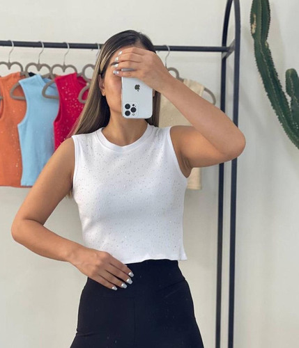 تاپ نگینی- تاپ نگیندار زنانه پارچه کبریتی