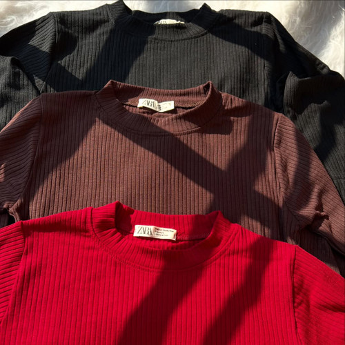 بلوز یقه سه سانت آستین بلند پارچه کرکرهای زنانه